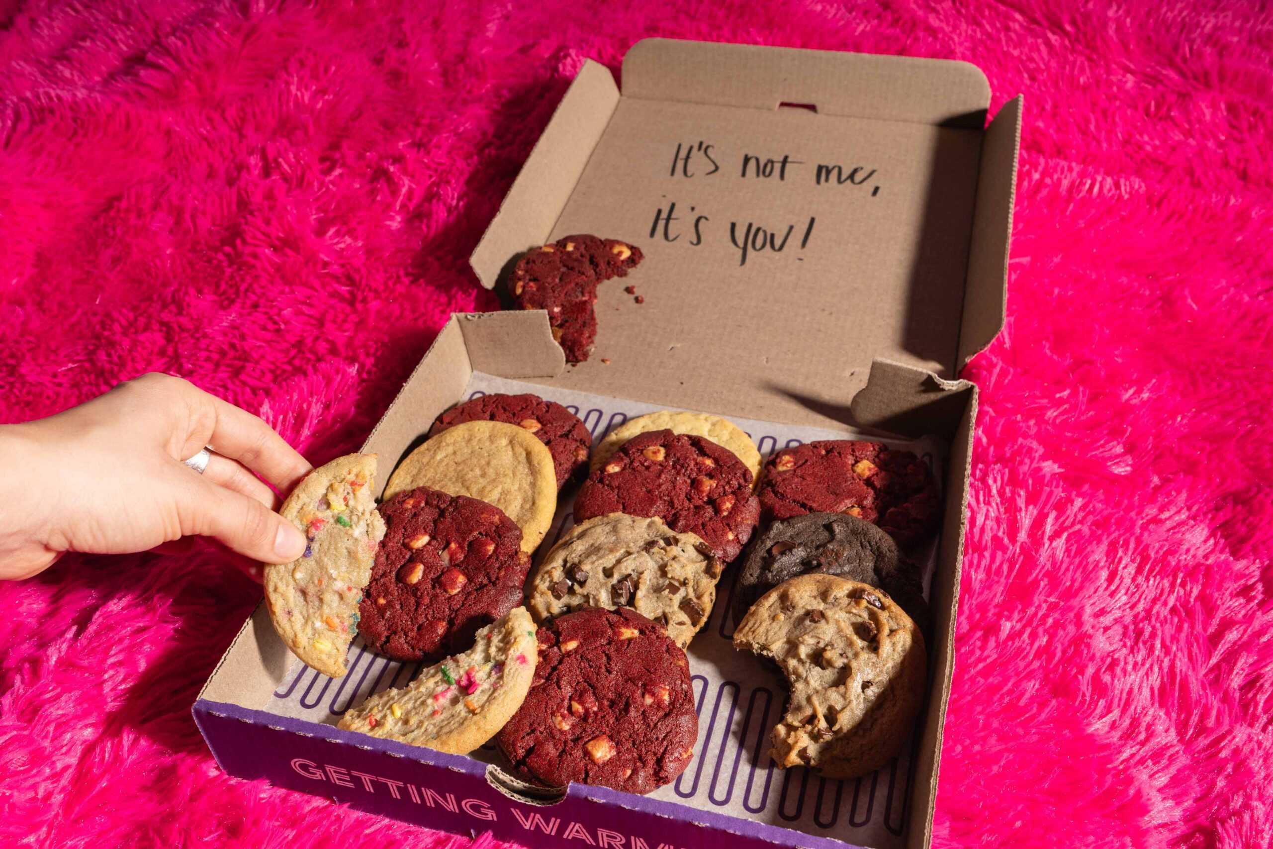 A break-up cookie box.