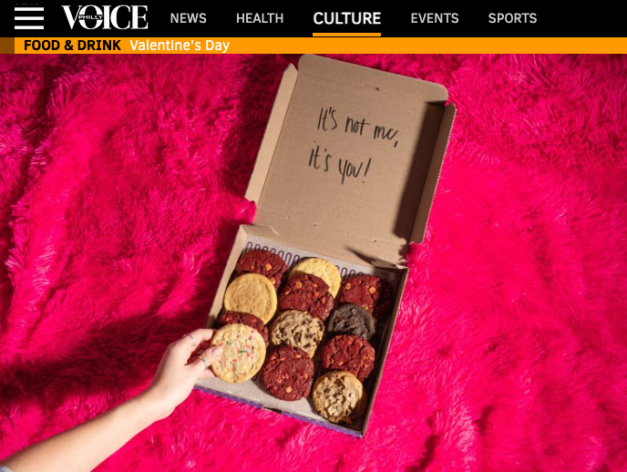 Insomnia Cookies' breakup box campaign featured on a media outlet.