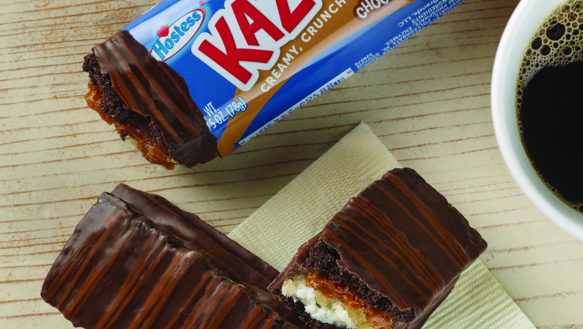 Two Hostess Kazbars with one partially eaten.