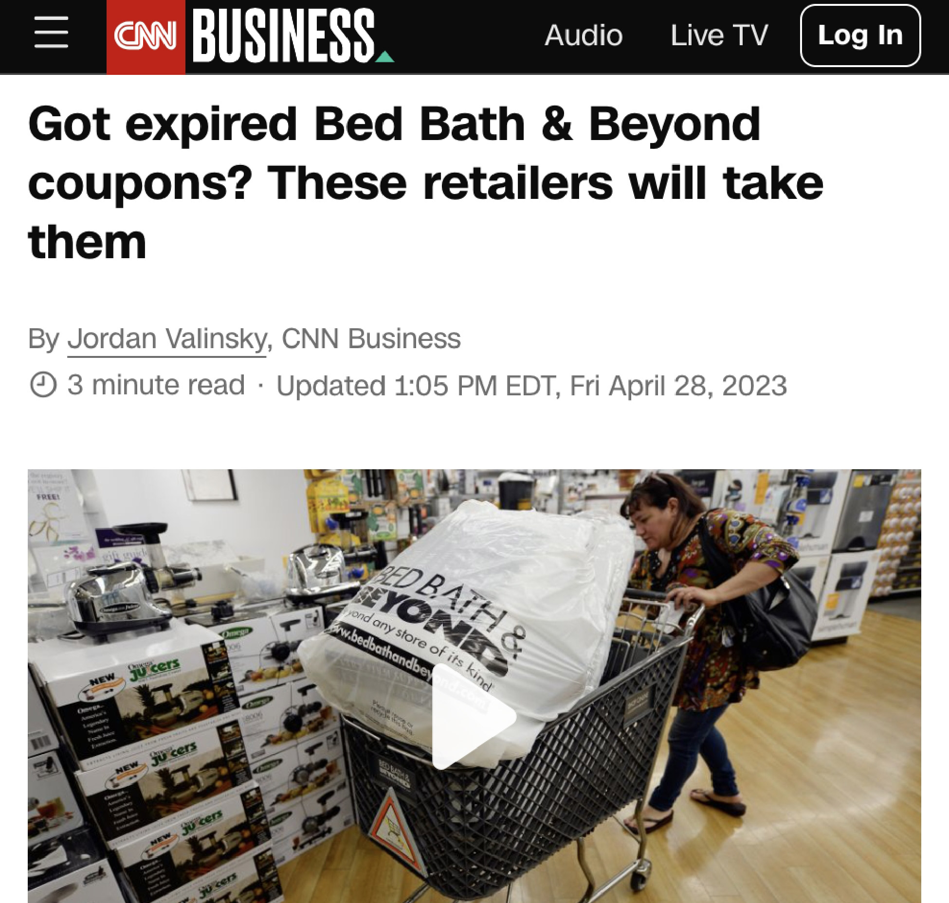A screenshot of a news article about Big Lots.